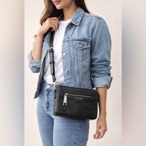 Marc Jacobs Black Leather Fleur Haze Shoulder Bag